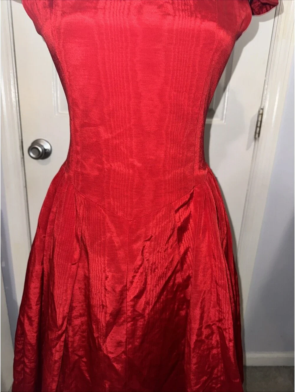 Maria Casero Vintage Girl Dress Size 12 Preteen Red Moire fabric